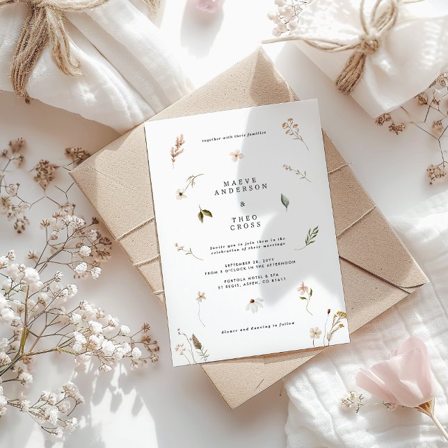 Invitación Flor silvestre floral elegante boda mínimo (Subido por el creador)