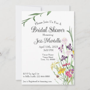 Invitación Flor silvestre floral Iris Bridal Shower Invitació