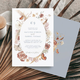 Invitación Flor Silvestre Floral Mariposa Azul Polvoriento Aq