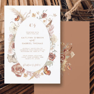 Invitación Flor silvestre Floral Mariposa Terracotta Watercol