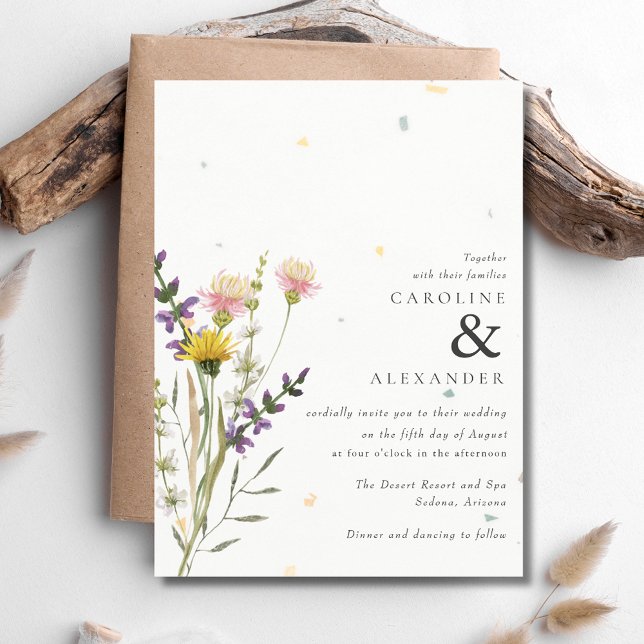 Invitación Flor silvestre Floral Meadow Garden Wedding (Wildflower Floral Meadow Garden Wedding Invitation)