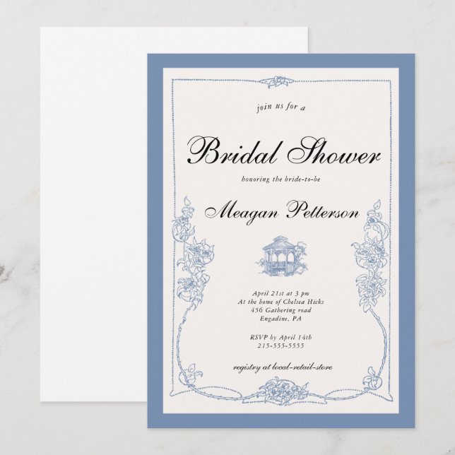 Invitación Flor silvestre Floral Spring Bridal Shower (Anverso / Reverso)