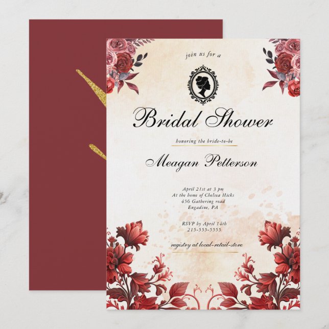 Invitación Flor silvestre Floral Spring Bridal Shower (Anverso / Reverso)