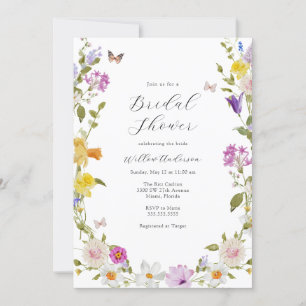 Invitación Flor silvestre florece en la ducha de novias