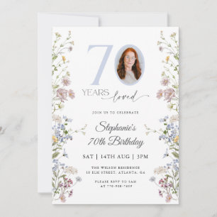 Invitación Flor silvestre Foto 70 cumpleaños