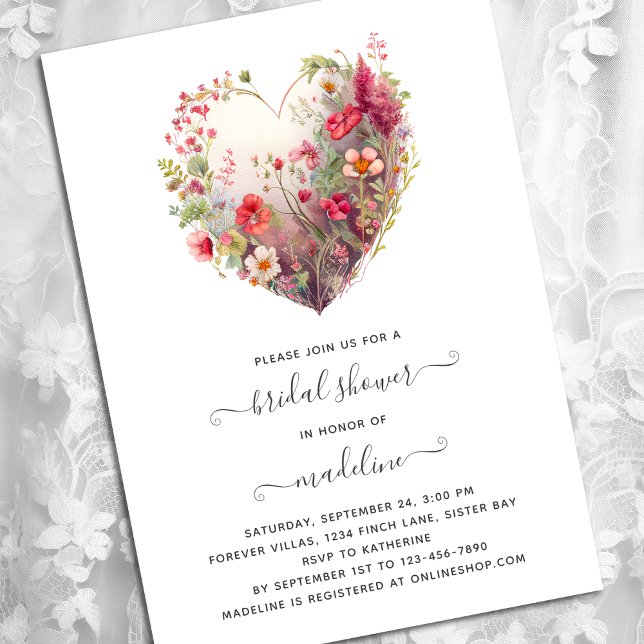 Invitación Flor silvestre Heart Bridal Shower (Subido por el creador)