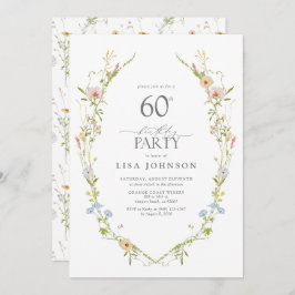 Invitación Flor silvestre Jardín 60 cumpleaños fiesta acuarel
