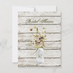 Invitación flor silvestre madera encalada boda de campo franc