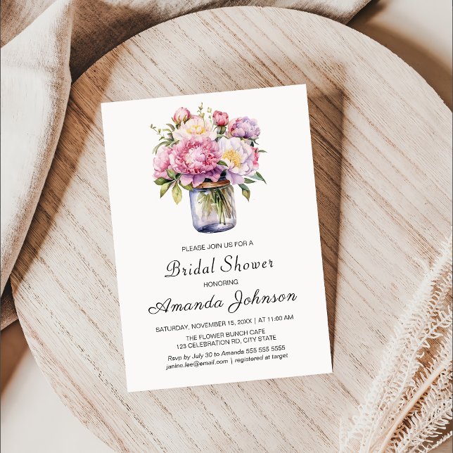 Invitación Flor silvestre Mason Jar Rustic Bridal Shower (Subido por el creador)