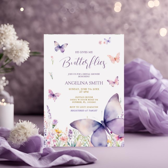 Invitación Flor silvestre me da mariposas ducha de novia (Subido por el creador)