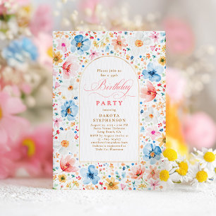 Invitación Flor silvestre Meadow Floral Elegante Jardín Cumpl
