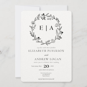 Invitación Flor silvestre mínima Wreath Boda