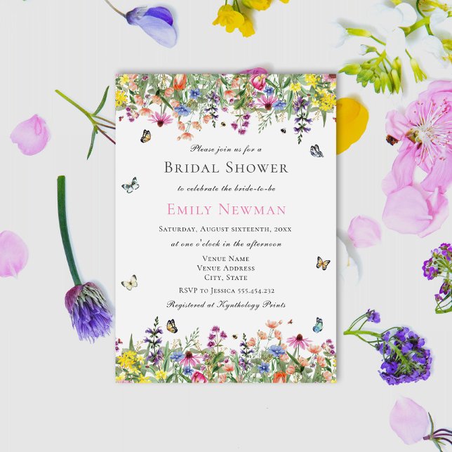 Invitación Flor silvestre moderna acuarela Floral Bridal Show (Subido por el creador)