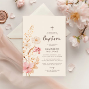 Invitación Flor silvestre moderna   Bautismo Jardín Botánico