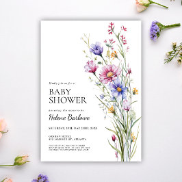 Invitación Flor silvestre moderna rusa Boho Floral Baby Showe