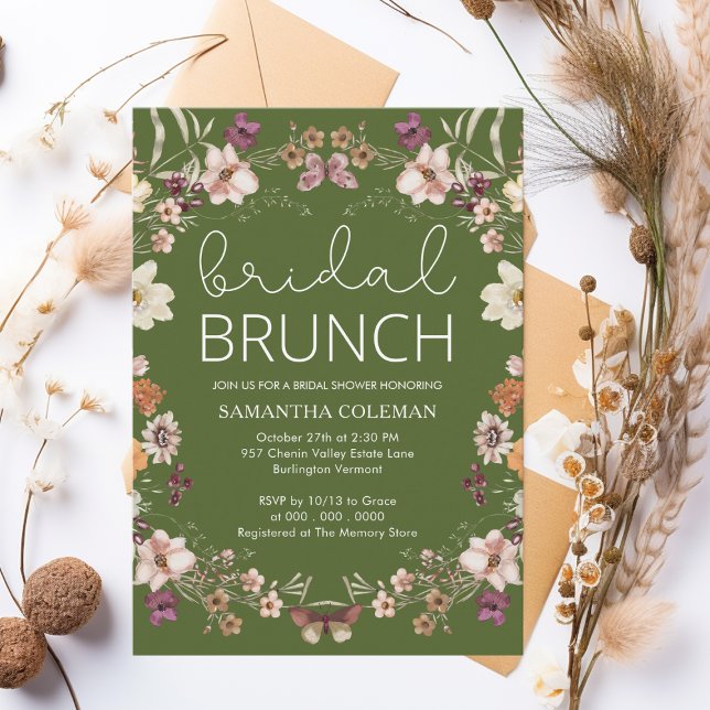 Invitación Flor silvestre Moss Green Bridal Brunch Bridal Sho (Subido por el creador)