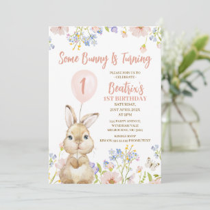 Invitación Flor silvestre multicolor Algunos conejitos 1er cu