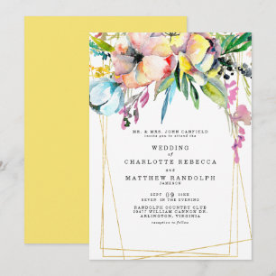 Invitación Flor silvestre multicolor Floral padre Boda amaril