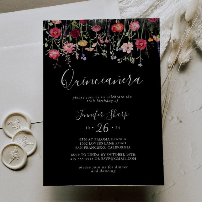 Invitación Flor silvestre multicolor Jardín Quinceañera (Subido por el creador)