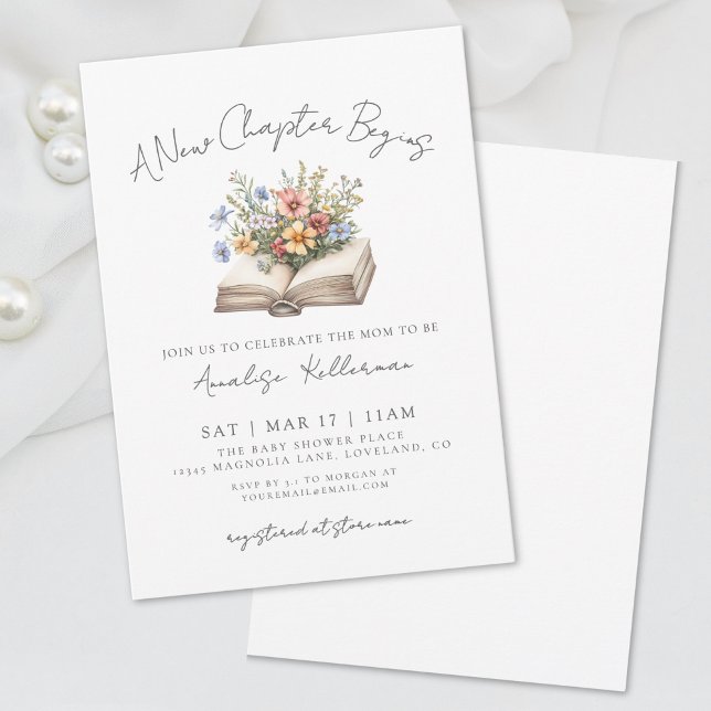 Invitación Flor silvestre Nuevo libro de capítulos Baby Showe (Wildflower New Chapter Book Baby Shower Invitation)