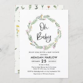 Invitación Flor silvestre Oh Baby Girl Baby Shower