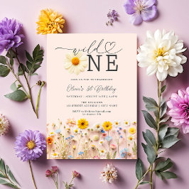 Invitación Flor silvestre One Boho 1er cumpleaños