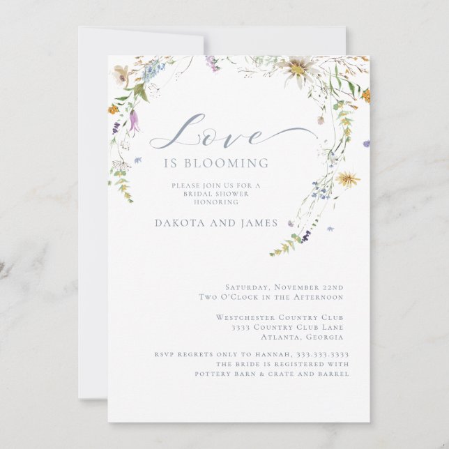 Invitación Flor silvestre Parejas Florales Ducha de Novias (Anverso)