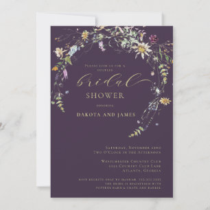 Invitación Flor silvestre Pluma profunda Parejas Ducha de Nov