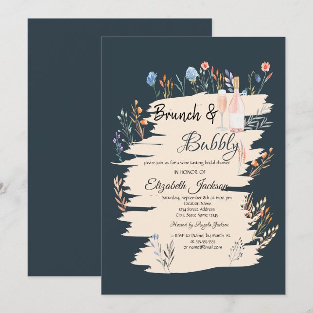 Invitación Flor silvestre pradera Brunch & Bubbly Bridal Show (Anverso / Reverso)