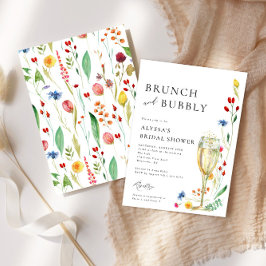 Invitación Flor silvestre pradera Brunch & Bubbly ducha rosa
