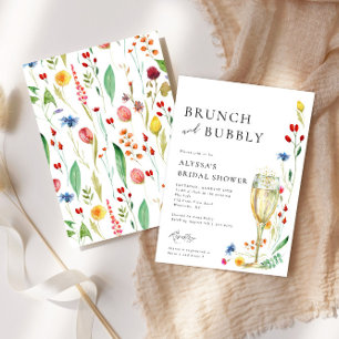 Invitación Flor silvestre pradera Brunch & Bubbly ducha rosa