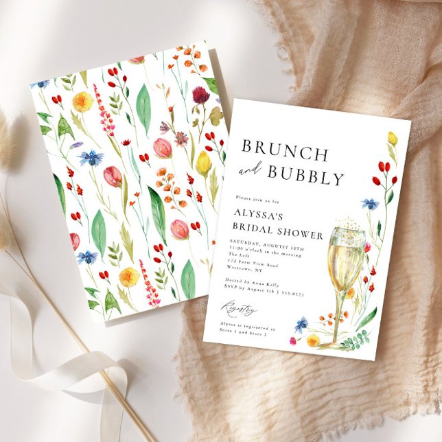 Invitación Flor silvestre pradera Brunch & Bubbly ducha rosa (Subido por el creador)