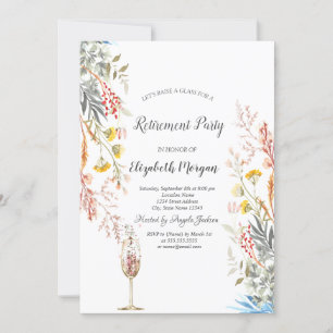 Invitación Flor silvestre pradera seca,retiro de vidrio