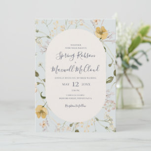 Invitación Flor silvestre primavera   Azul Claro Todo En Un B