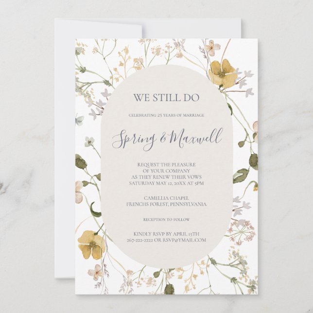 Invitación Flor silvestre primavera | Blanco Que Aún Vemos Re (Anverso)