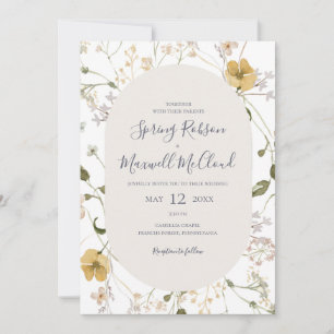 Invitación Flor silvestre primavera   Blanco Todo En Una Invi