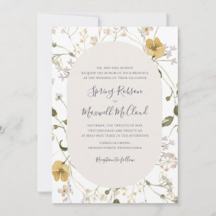 Invitación Flor silvestre primavera   Boda tradicional blanco