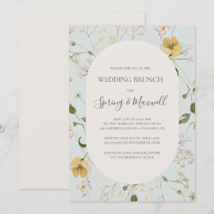 Invitación Flor silvestre primavera   Brunch Boda azul claro