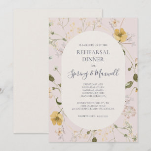 Invitación Flor silvestre primavera   Cena de ensayo de Rubor