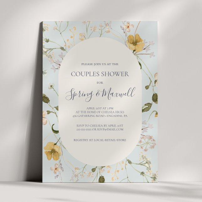 Invitación Flor silvestre primavera | Ducha de parejas azules (Subido por el creador)