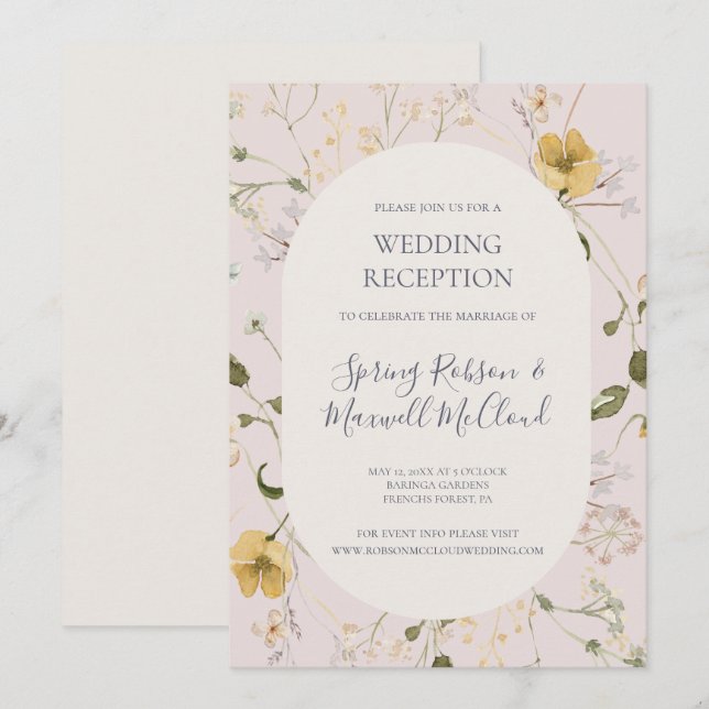 Invitación Flor silvestre primavera | Recepción de bodas Rubo (Anverso / Reverso)