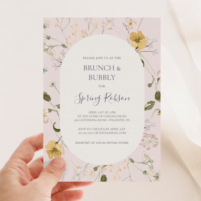 Invitación Flor silvestre primavera | Rubor Brunch and Bubbly (Subido por el creador)