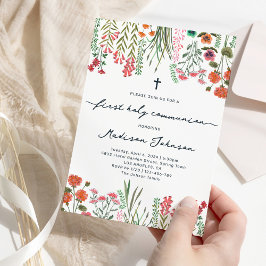 Invitación Flor silvestre primera comunión sagrada