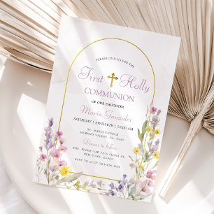 Invitación Flor silvestre primera comunión sagrada