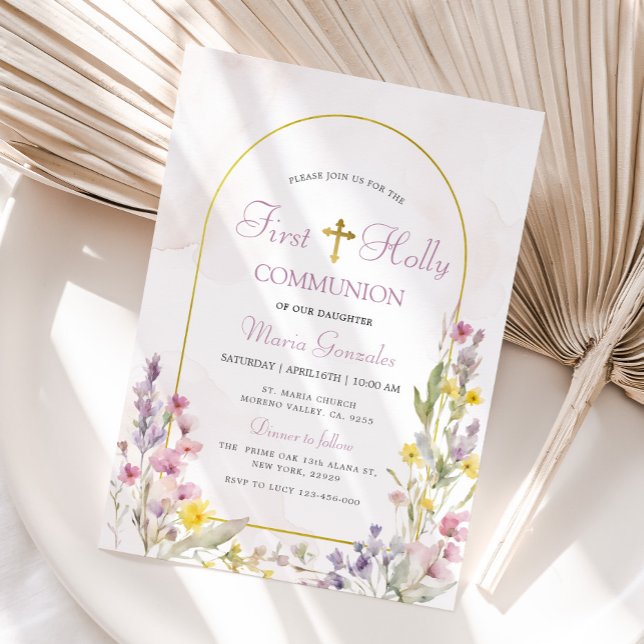 Invitación Flor silvestre primera comunión sagrada (Subido por el creador)