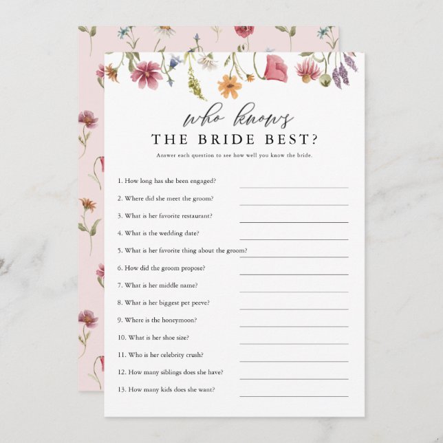 Invitación Flor silvestre que conoce a la novia mejor digital (Anverso / Reverso)