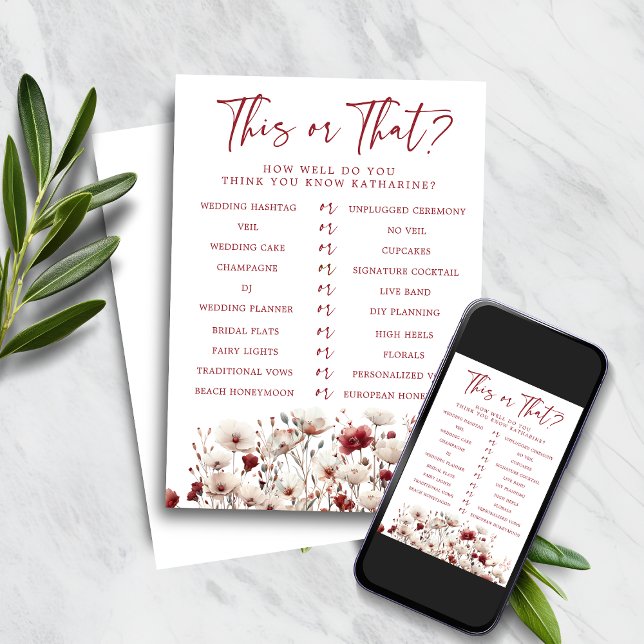 Invitación Flor silvestre que conoce el juego de la ducha de  (Wildflower Who Knows the Bridal Shower Game)