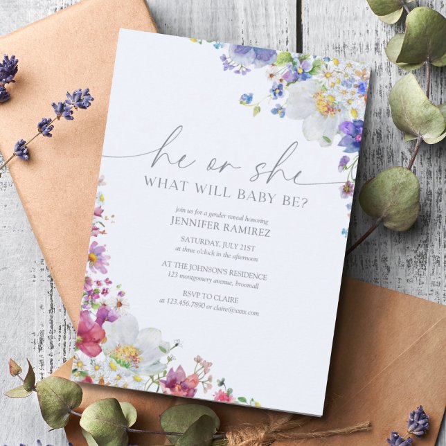 Invitación Flor silvestre que él o ella elegantes revelan de  (Subido por el creador)