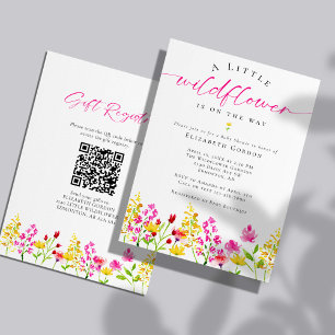 Invitación Flor silvestre Registro de Baby Shower Código QR 2