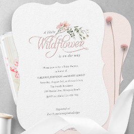 Invitación Flor silvestre rosa simple con caligrafía elegante